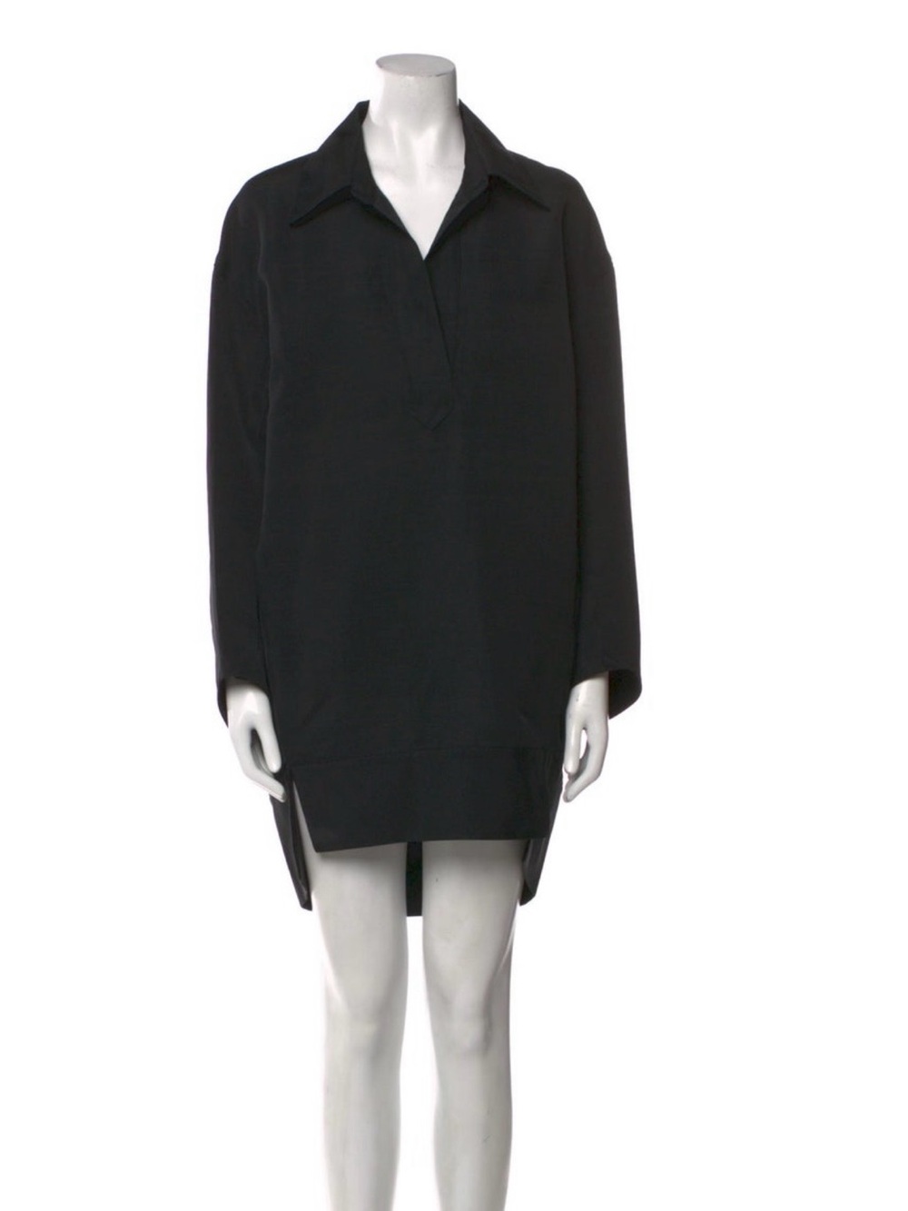 KHAITE Black Oversized Polo Shirt Mini Dress